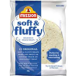 Mission Soft & Fluffy Snack Wraps 12pk 450g