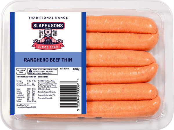 Slape & Sons Ranchero Beef Sausages 480g